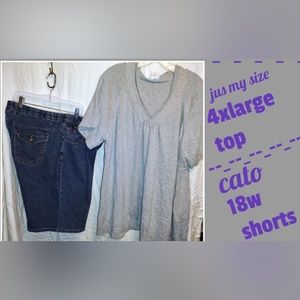 Women's Jus My Size  Vneck & Cato 5 pocket Denim Shorts